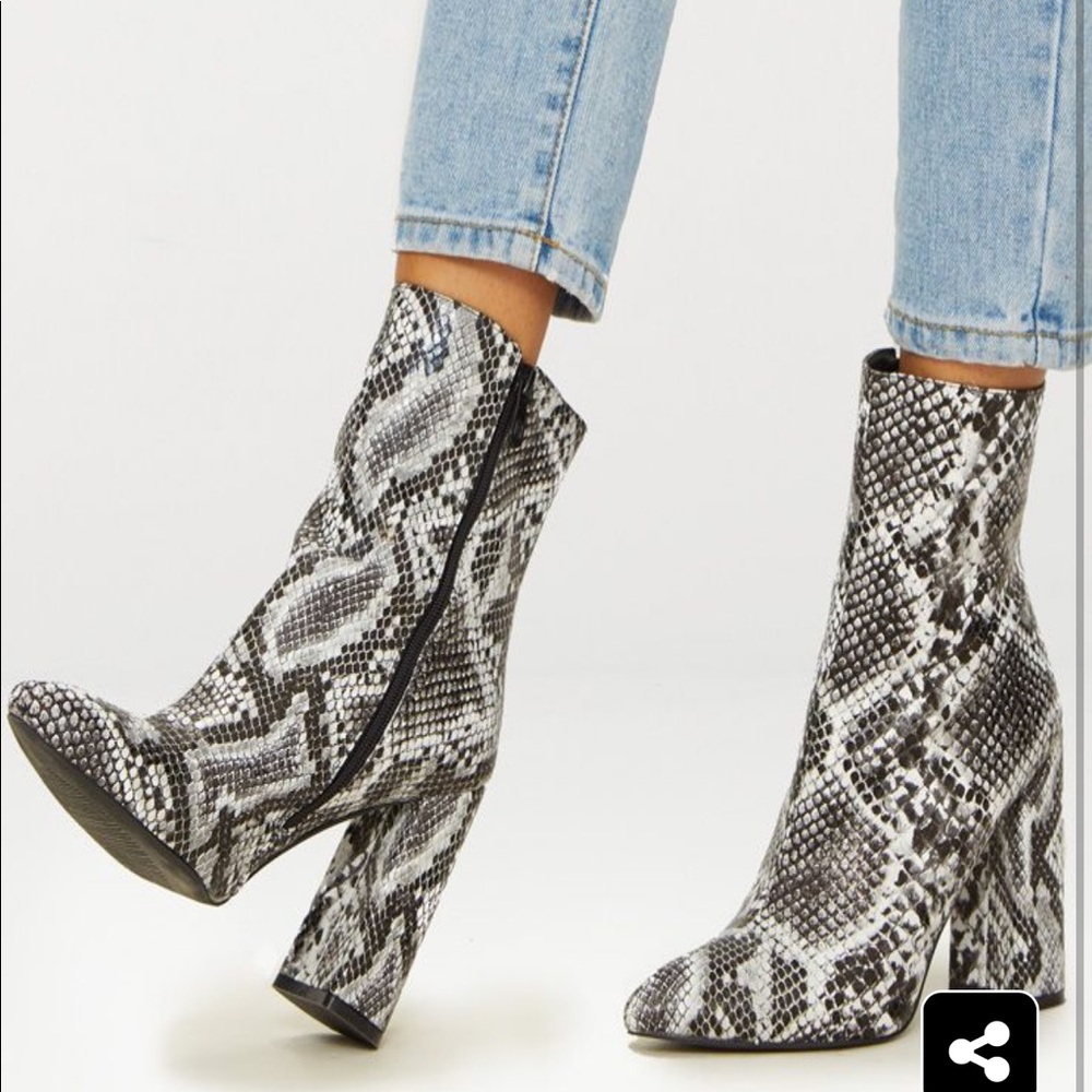 Snakeskin booties